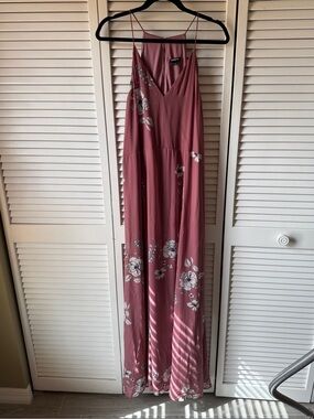Express Dusty Rose Floral Maxi Dress with Spaghetti Straps